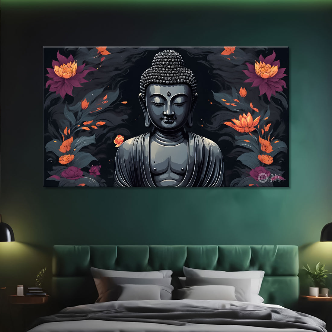 Black buddha with colorful textured painting Canvas Wall Painting - Buddha-56