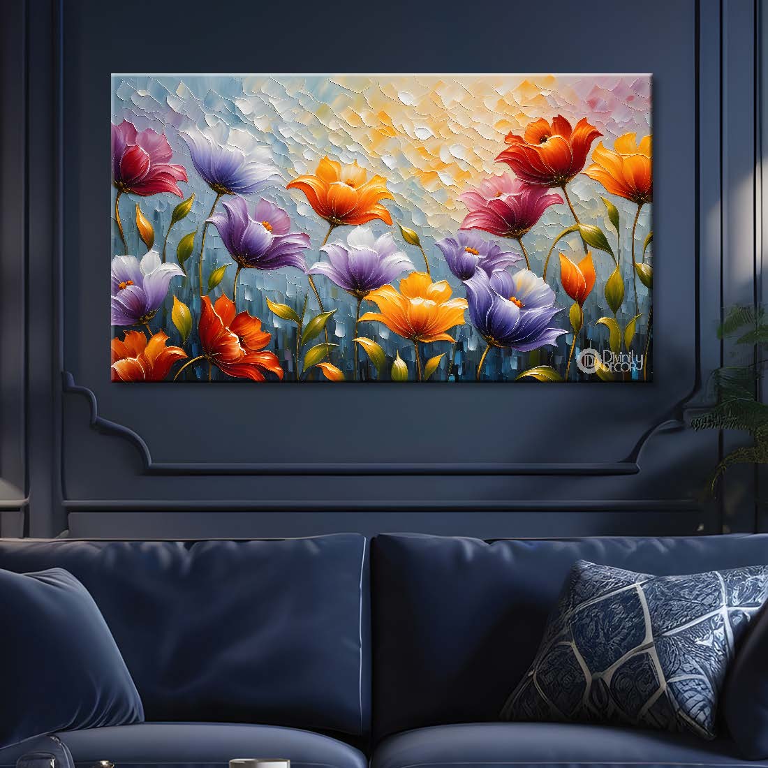 Colorful flowers with light textured painting- Design - Flower-57