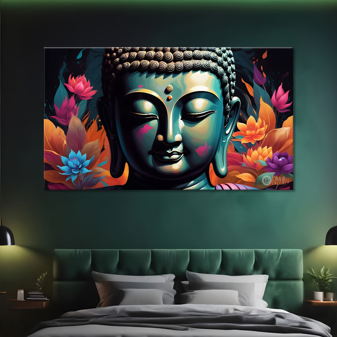 Black buddha with colorful textured painting Canvas Wall Painting - Buddha-57