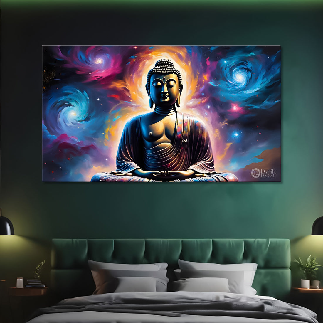 Buddha with galaxy textured painting Canvas Wall Painting - Buddha-61