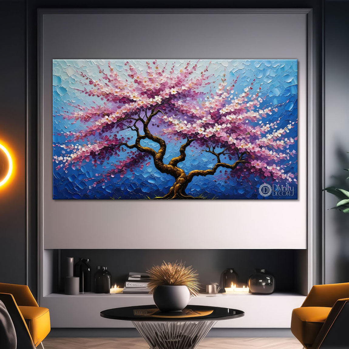 Spring tree in textured modern art Canvas Painting - Design - Tree-62
