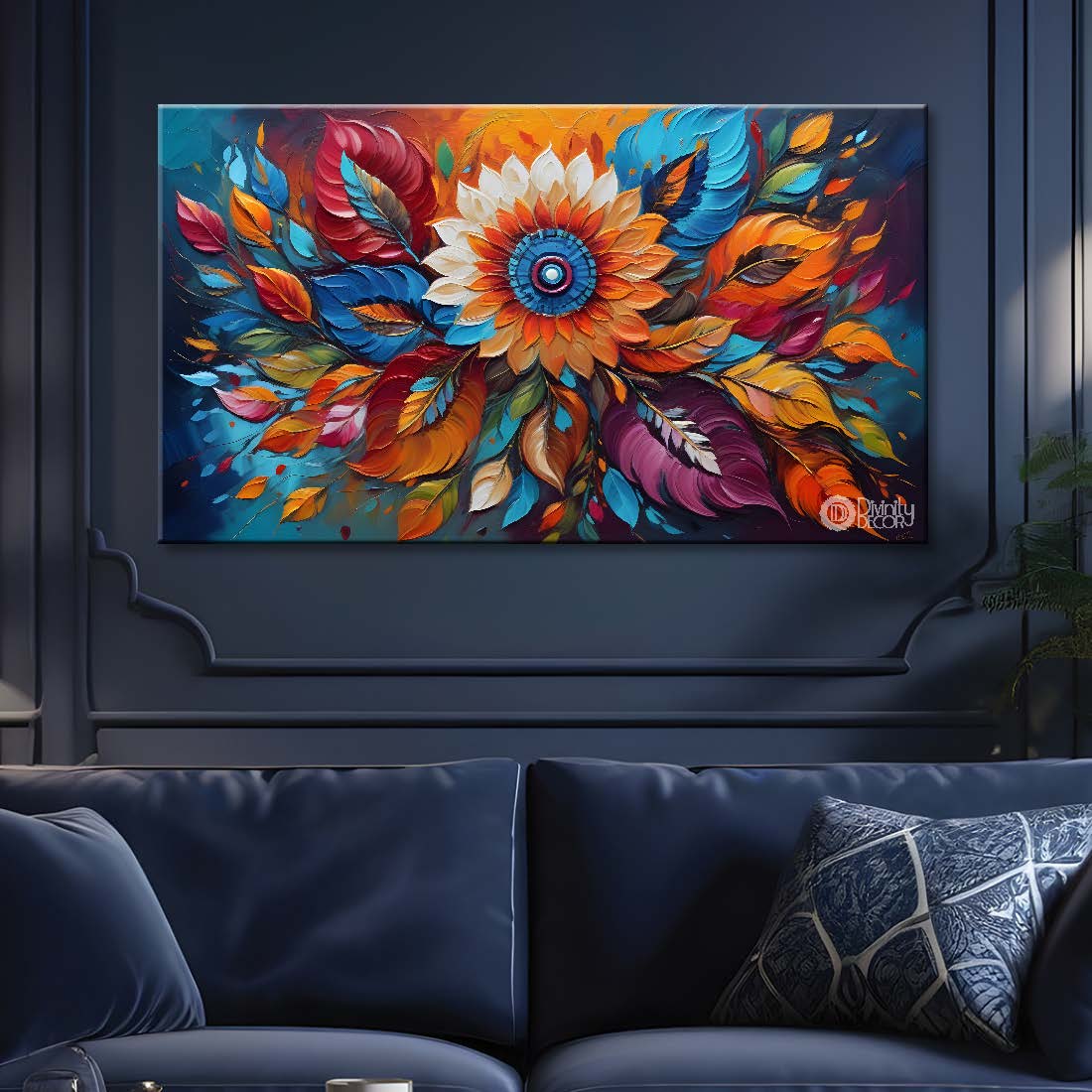 Colorful flowers in textured painting- Design - Flower-62