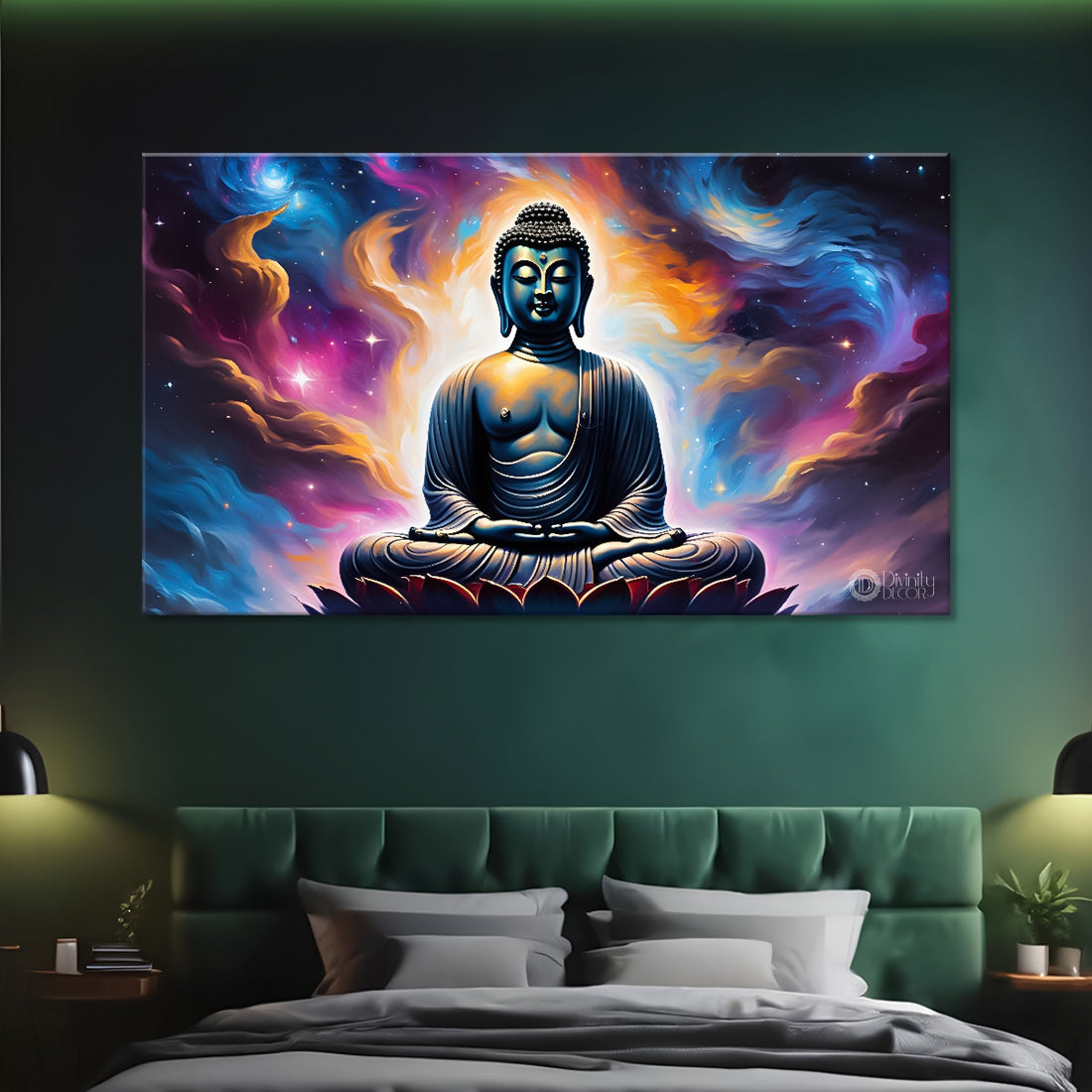 Buddha with galaxy textured painting Canvas Wall Painting - Buddha-62