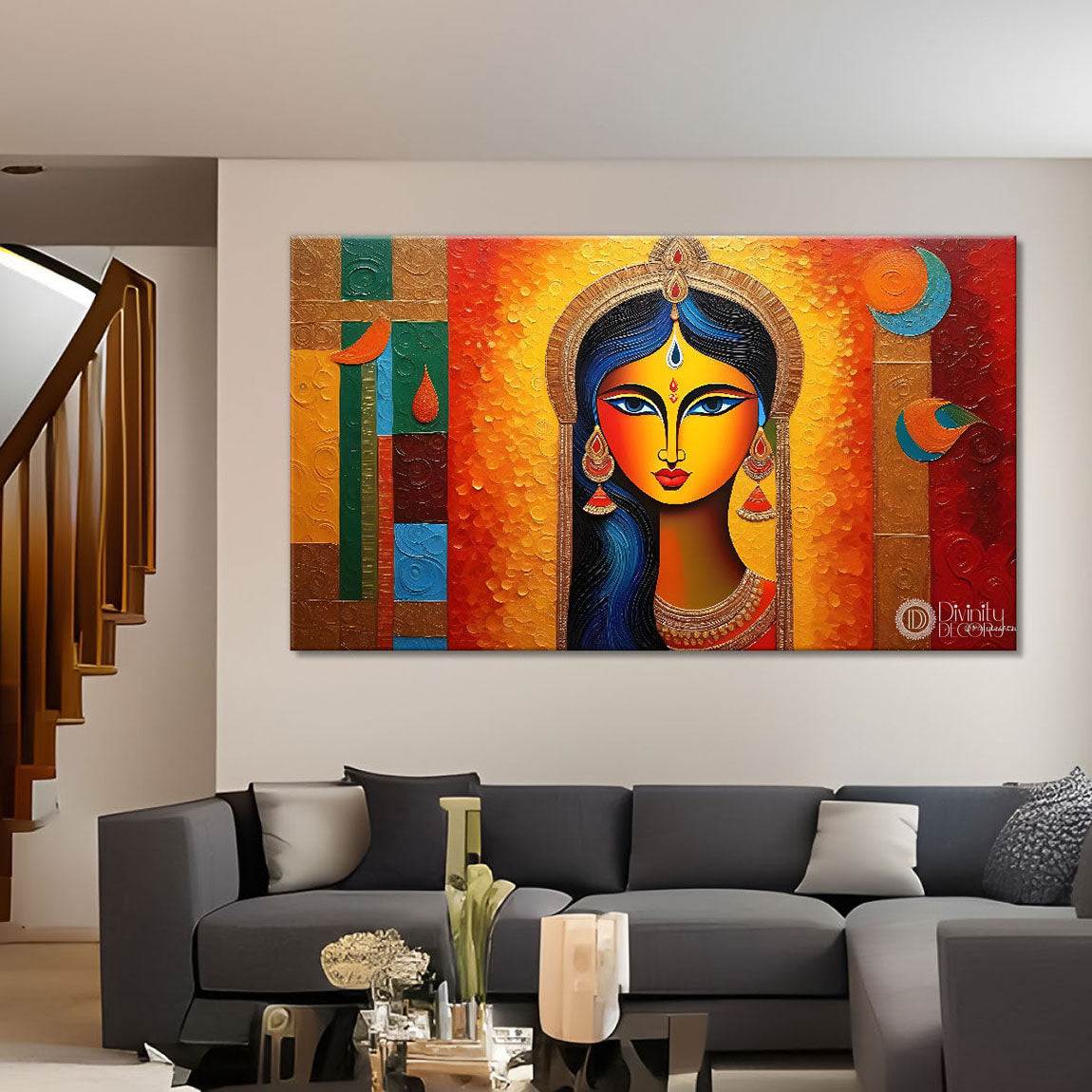 Lady face textured modern art Canvas Painting - Design - Modern-L-63