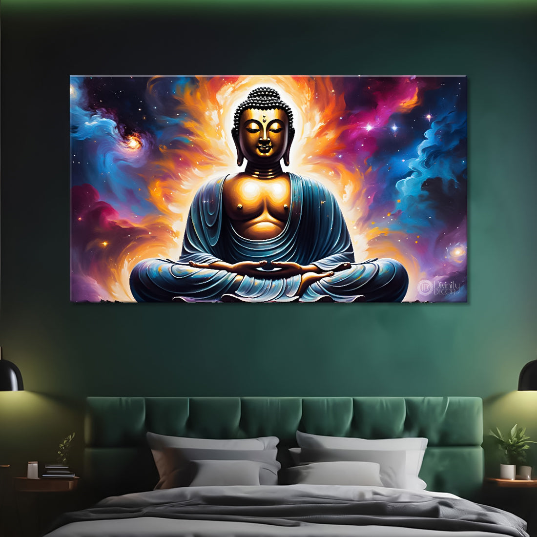 Buddha with galaxy textured painting Canvas Wall Painting - Buddha-63