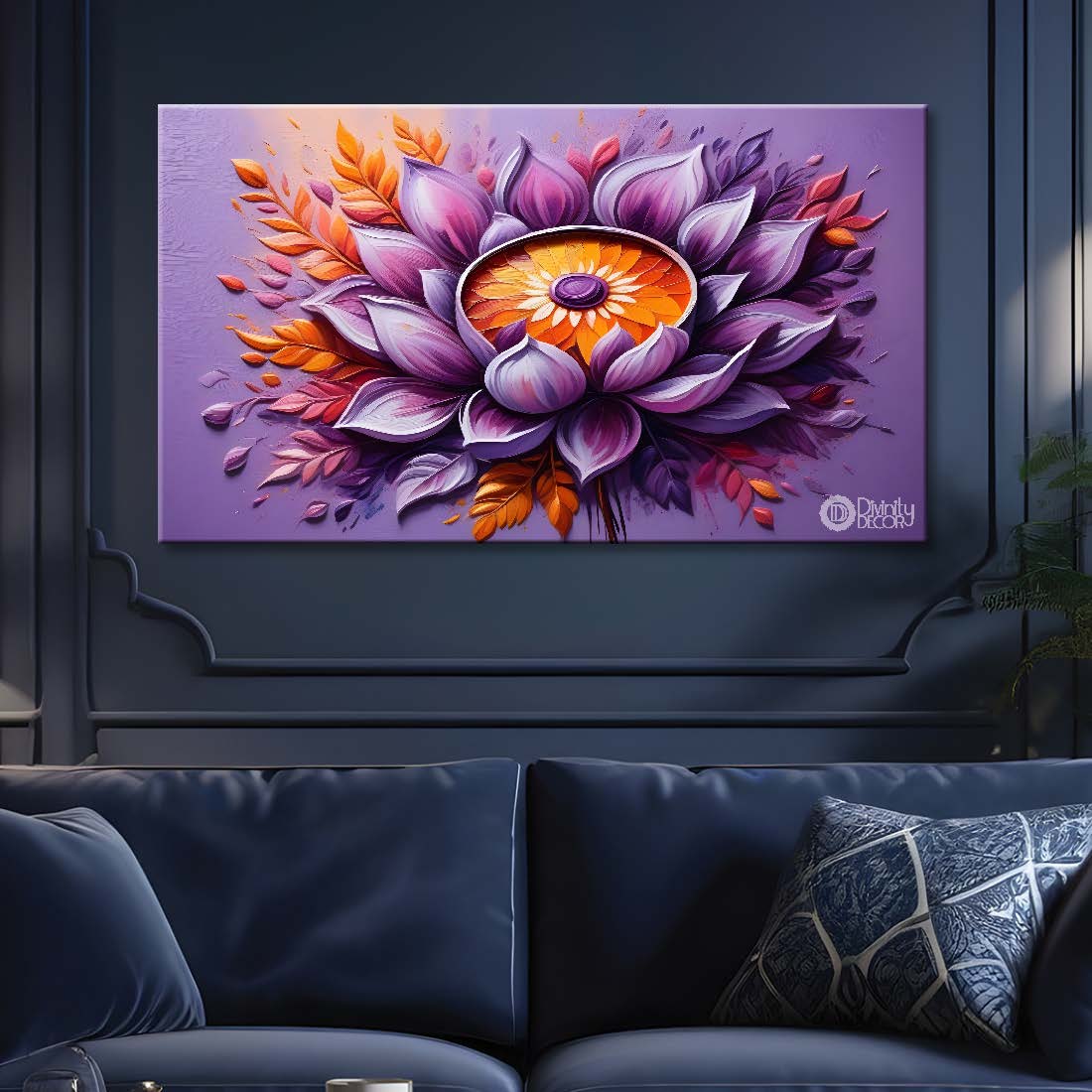 Purple flowers with light textured painting- Design - Flower-64