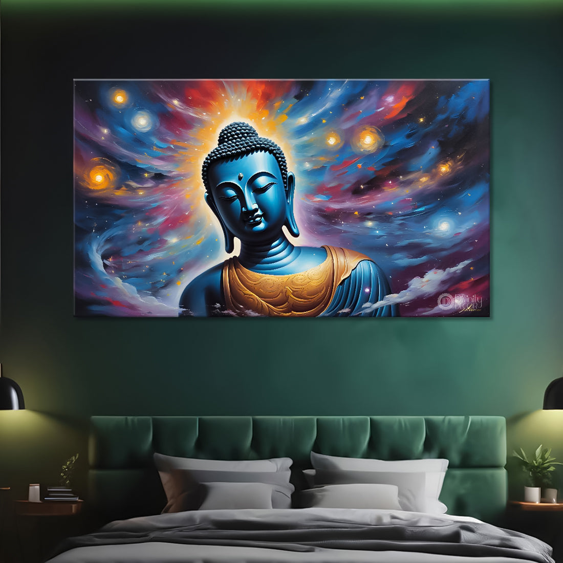 Buddha with galaxy textured painting Canvas Wall Painting - Buddha-64