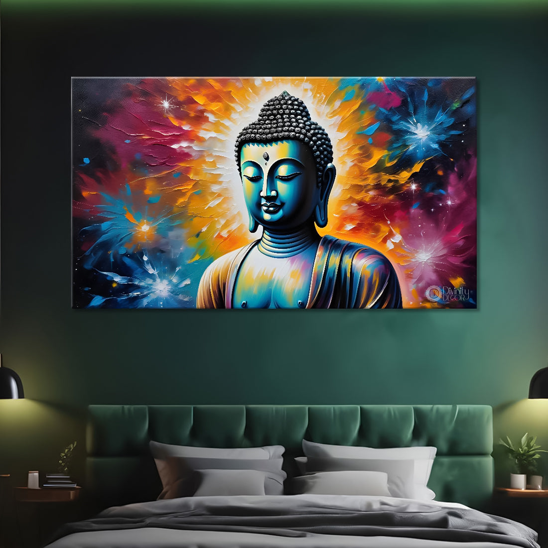 Buddha with colorful background textured painting Canvas Wall Painting - Buddha-65