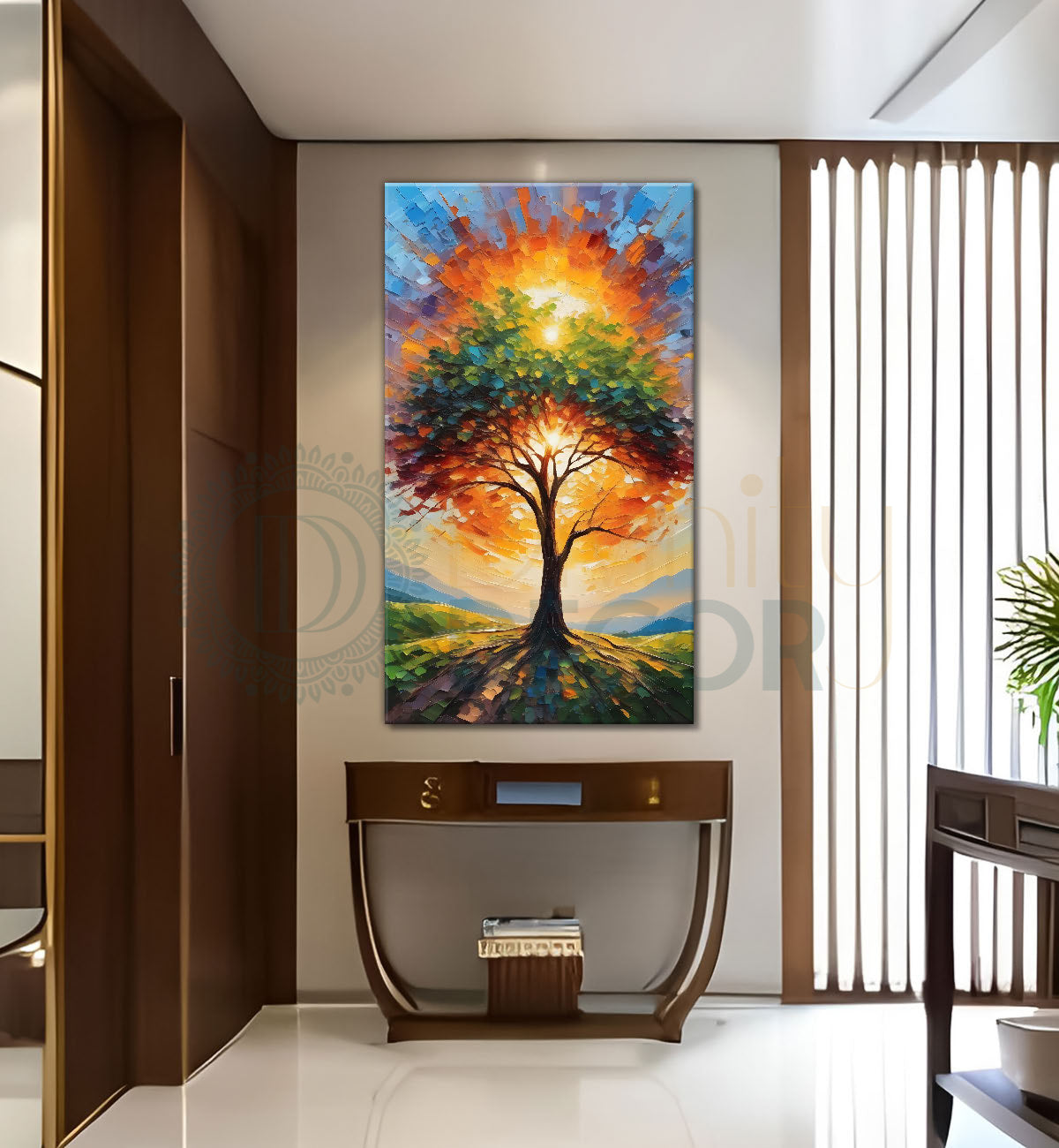 Colourful tree in textured natural art Canvas Painting - Nature Art -V-66