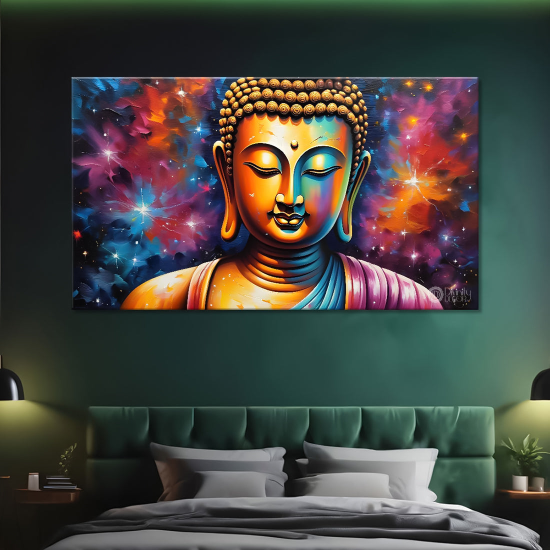 Buddha with colorful background textured painting Canvas Wall Painting - Buddha-66