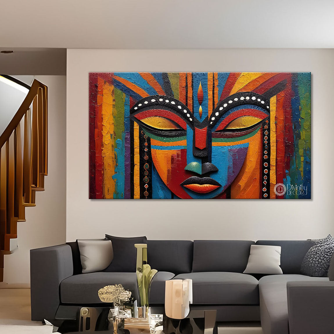 Textured face modern art Canvas Painting - Design - Modern-L-66