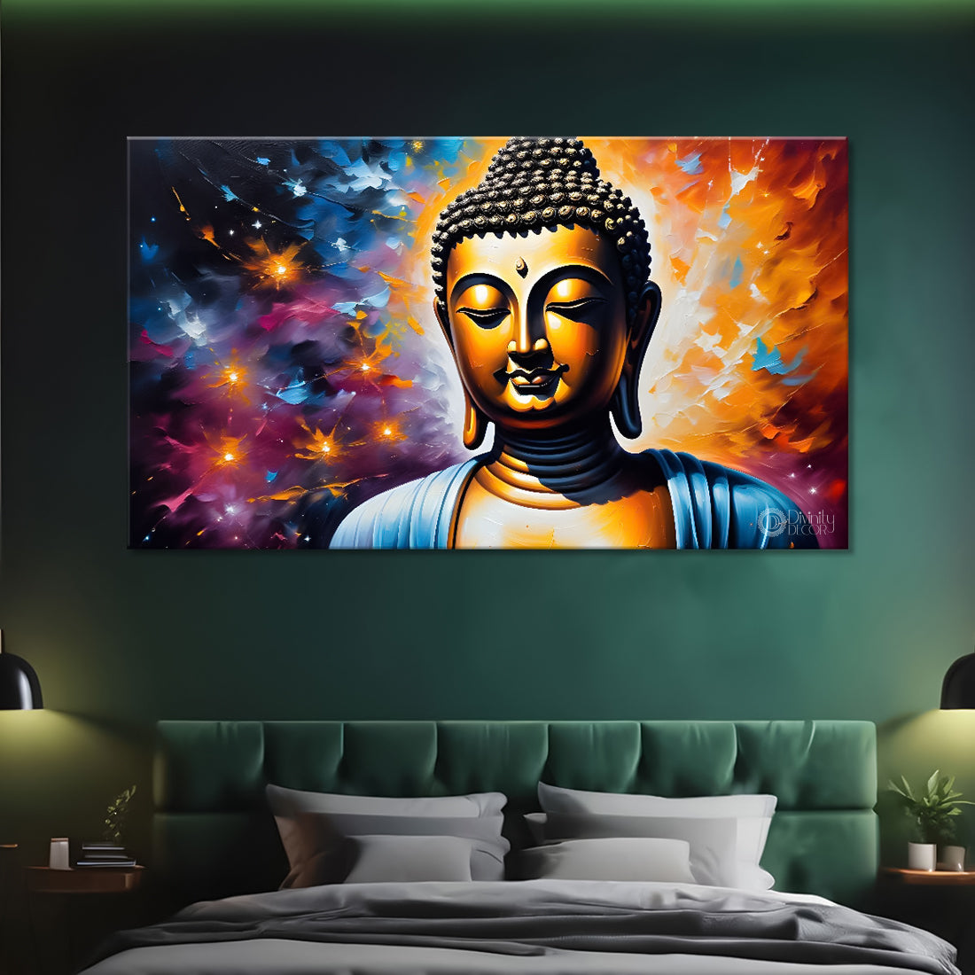 Buddha with colorful background textured painting Canvas Wall Painting - Buddha-67