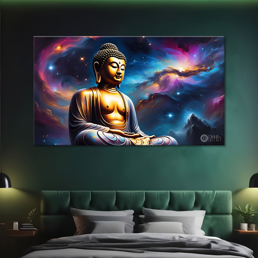 Buddha with galaxy textured painting Canvas Wall Painting - Buddha-68