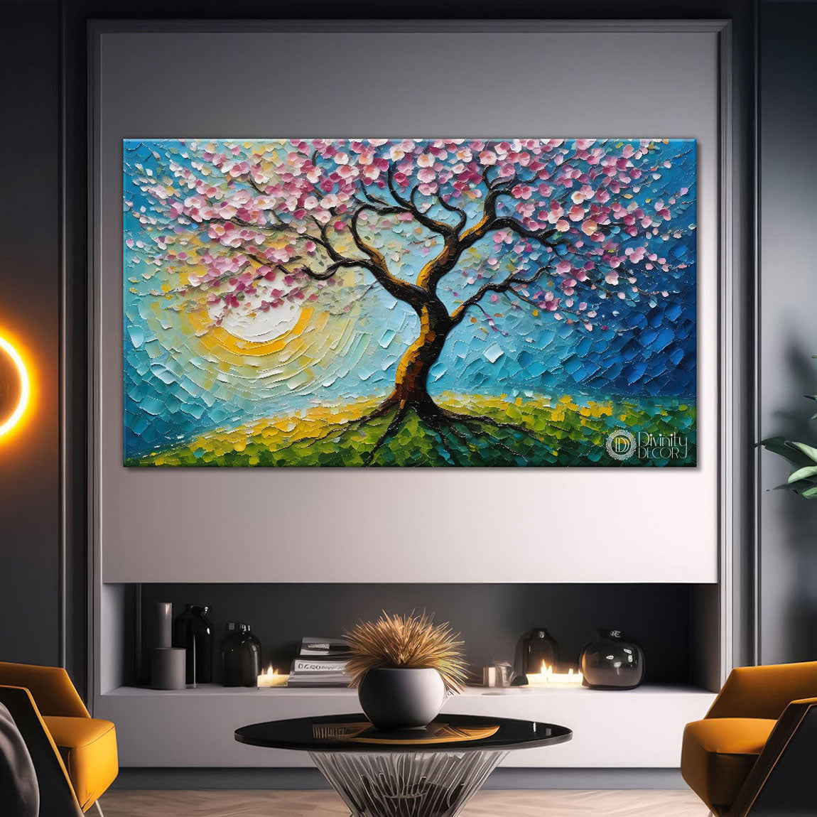Spring tree in textured modern art Canvas Painting - Design - Tree-68