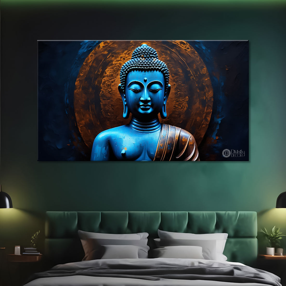 Buddha with light blue textured painting Canvas Wall Painting - Buddha-70