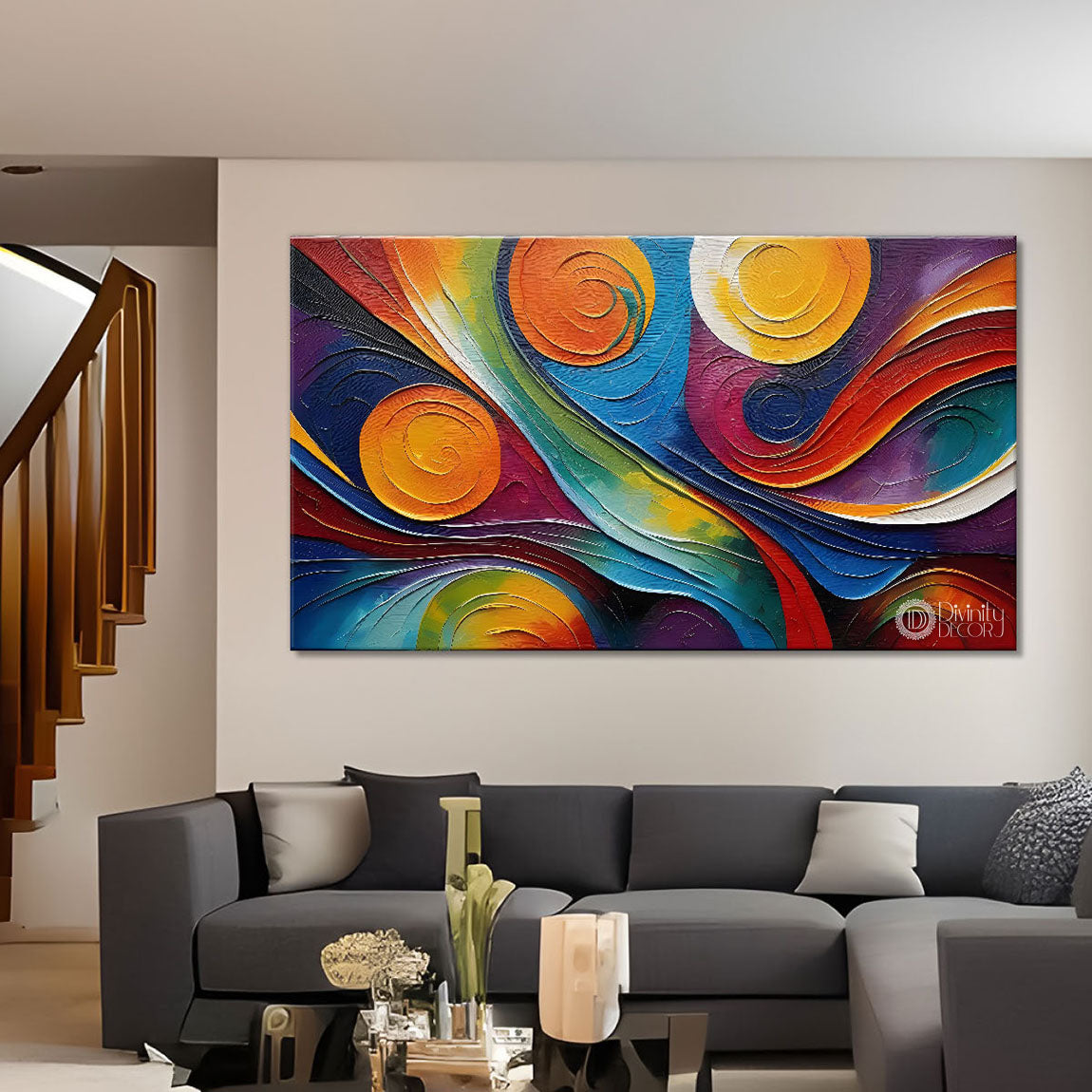 Colorful variance textured art Canvas Painting - Design - Modern-L-72