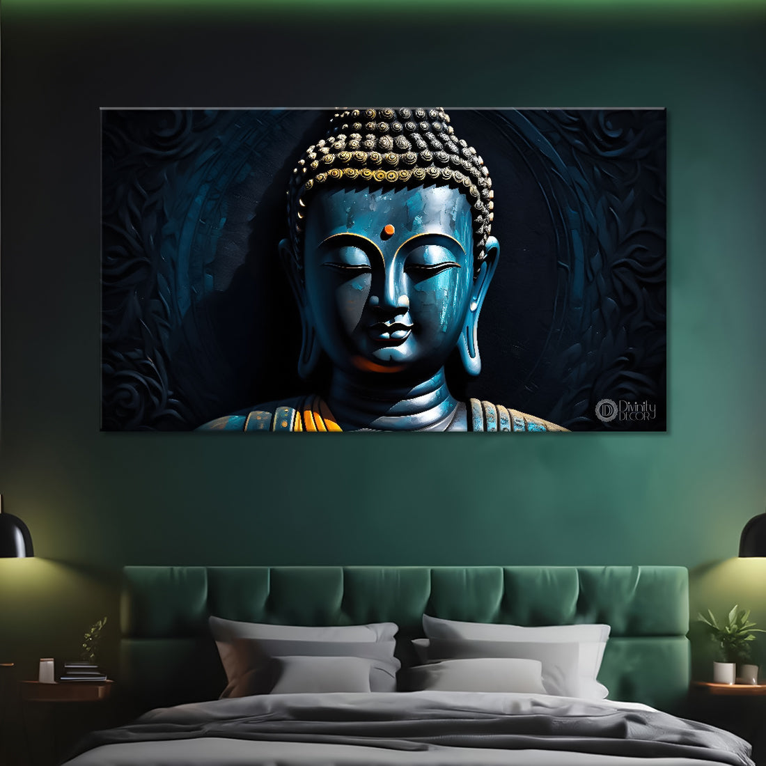 Blue buddha textured painting Canvas Wall Painting - Buddha-72
