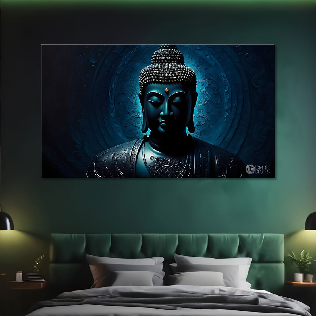Blue buddha textured painting Canvas Wall Painting - Buddha-73
