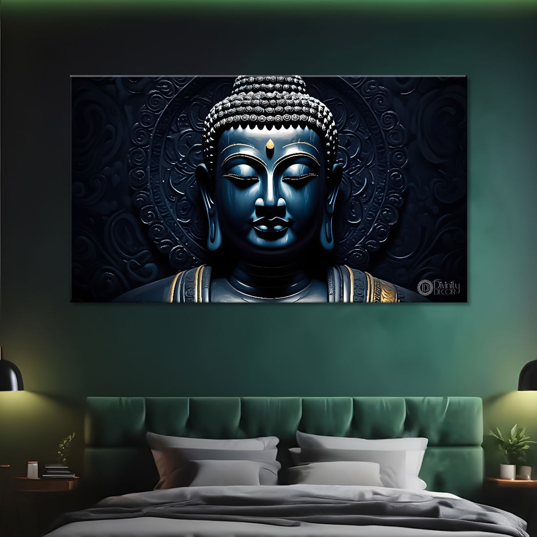 Blue buddha textured painting Canvas Wall Painting - Buddha-74