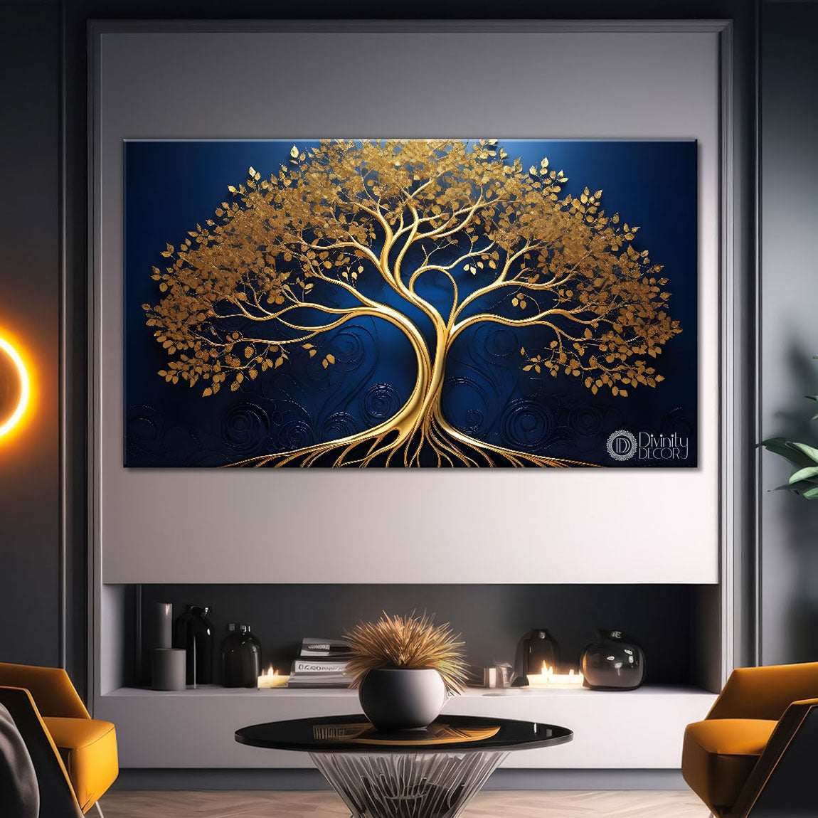 Dark textured tree modern art Canvas Painting - Design - Tree-75
