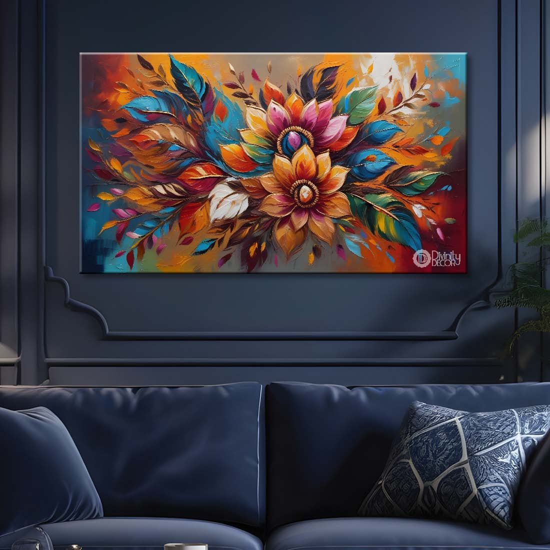 Colorful flowers with bright textured background painting- Design - Flower-75