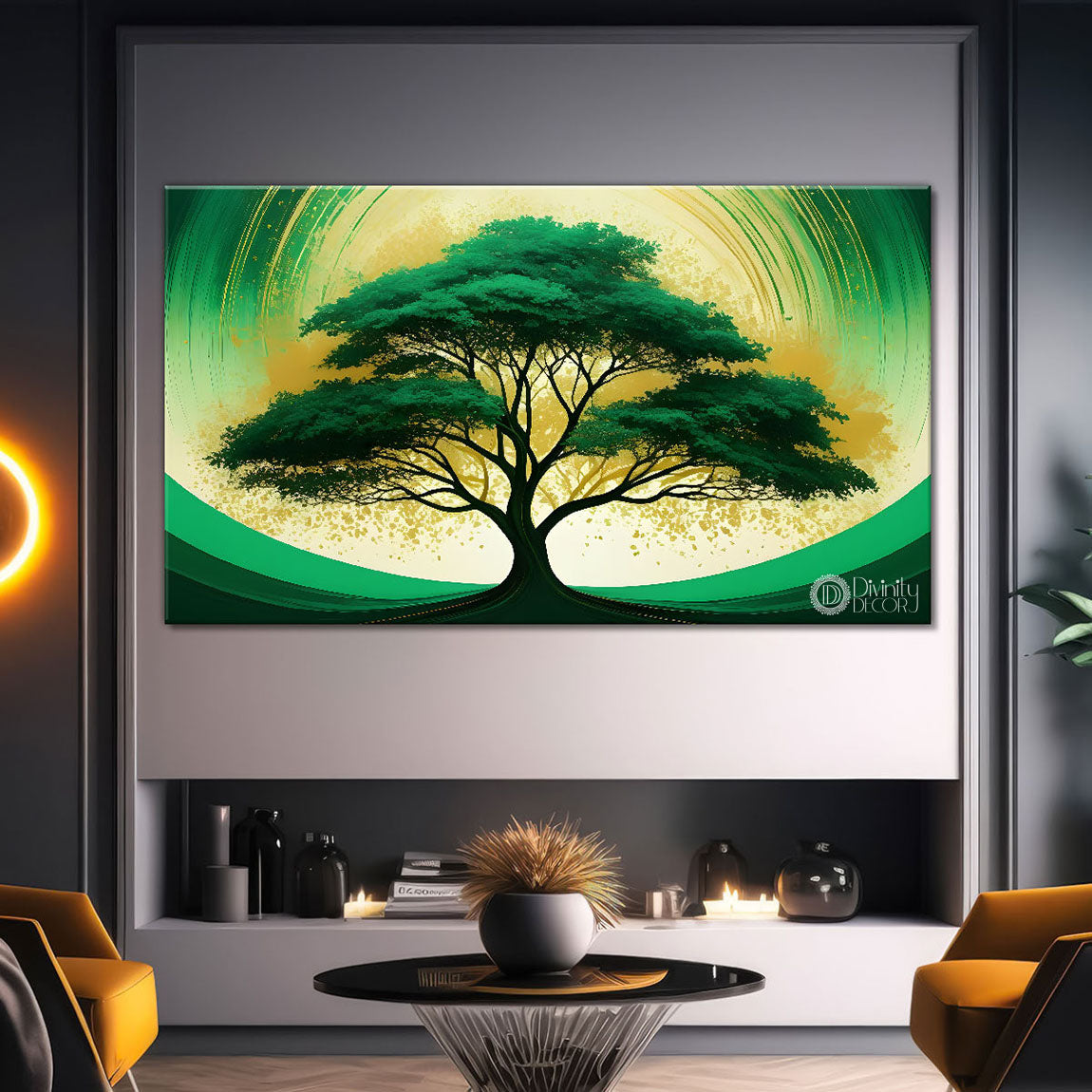 Colorful tree in textured modern art Canvas Painting - Design - Tree-76