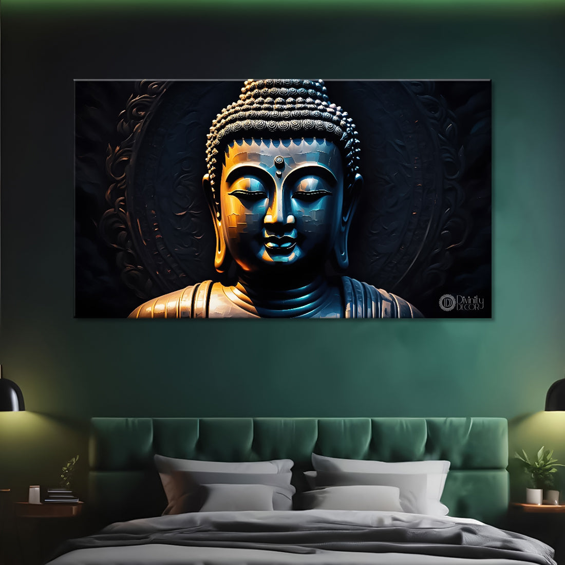 Buddha with black background painting Canvas Wall Painting - Buddha-76
