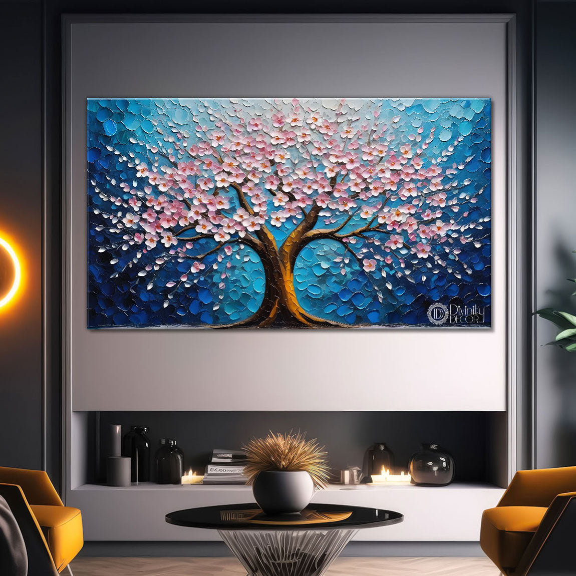 Spring tree in textured modern art Canvas Painting - Design - Tree-77