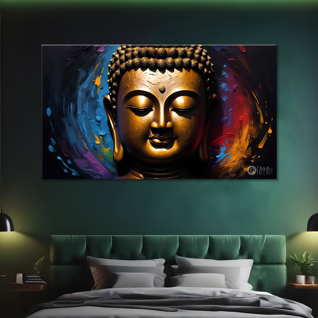 Buddha with colorful background painting Canvas Wall Painting - Buddha-77