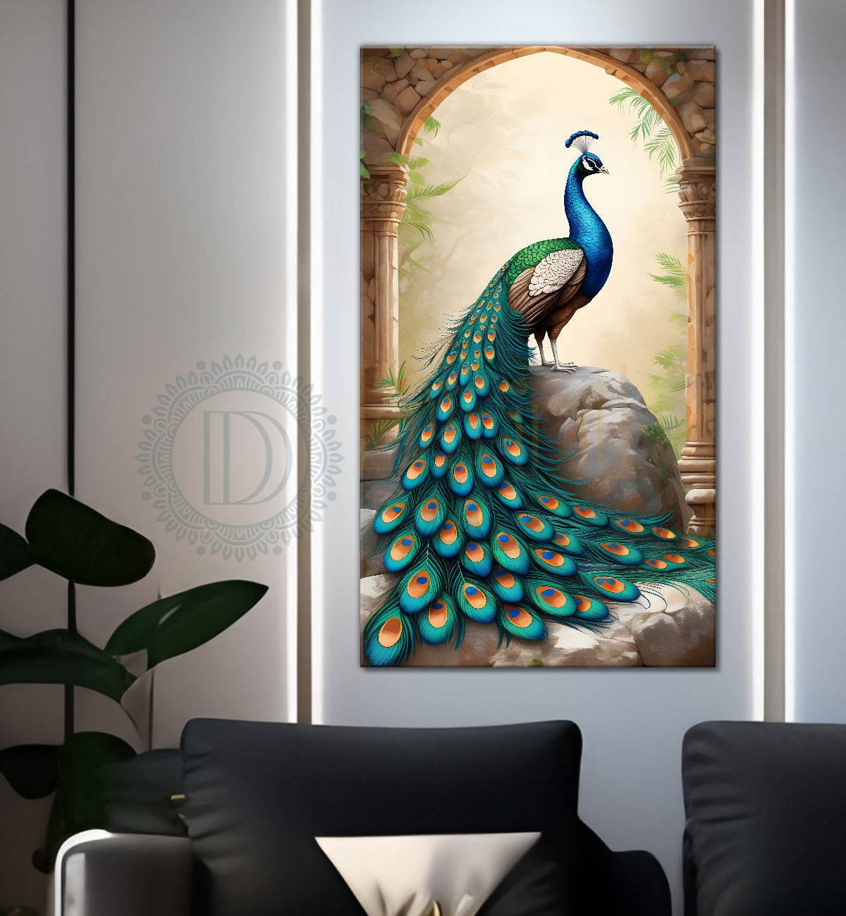 Peacock with light background modenr art   - Design - Peacock-V-7
