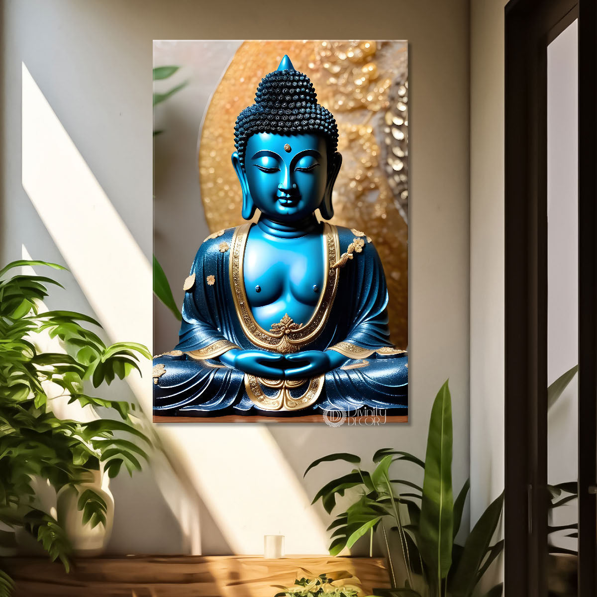 Blue buddha with light background painting - Buddha-V-81