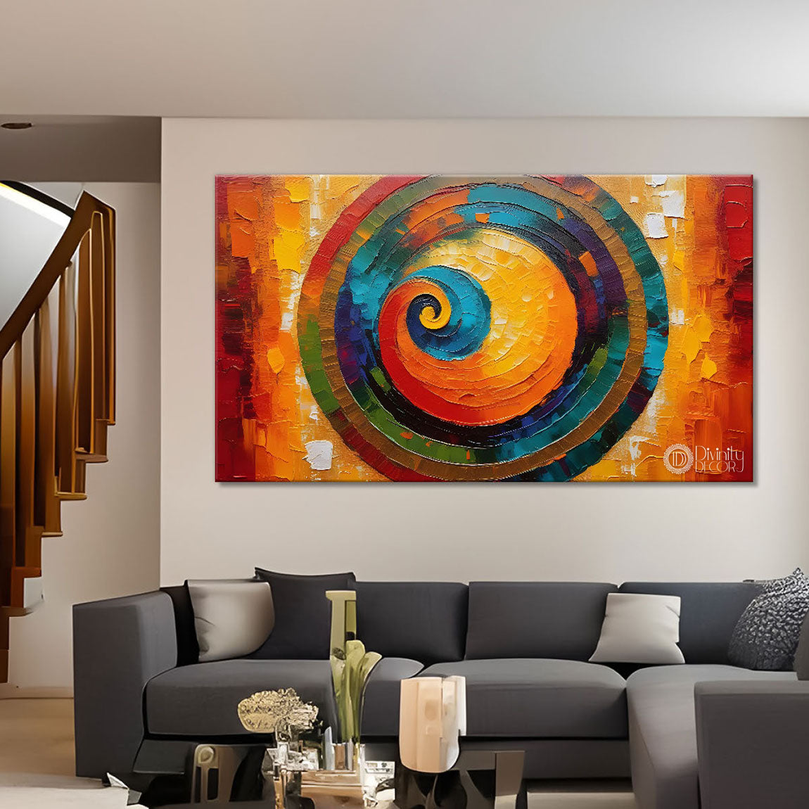 Spiral textured modern art Canvas Painting - Design - Modern-L-83