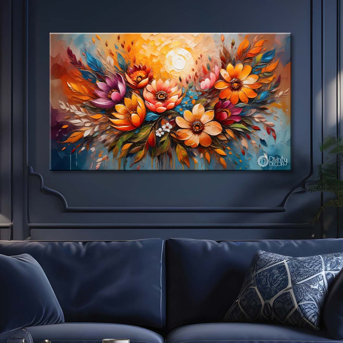 Colorful flowers with bright textured background painting- Design - Flower-83