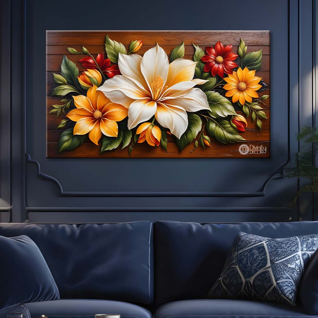 Colorful flowers with bright textured background painting- Design - Flower-87