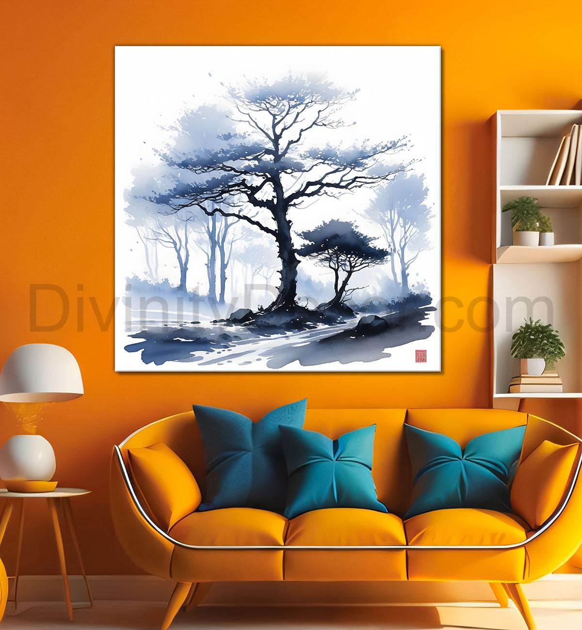 Grey tree water colour painting 24X24- Nature Art -S-88