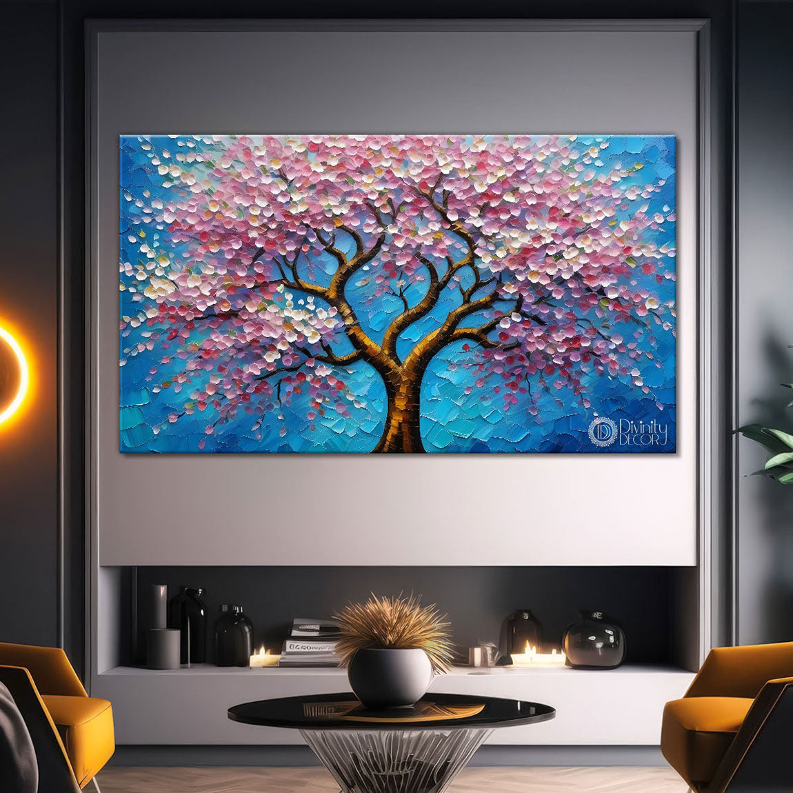 Spring tree in textured modern art Canvas Painting - Design - Tree-88