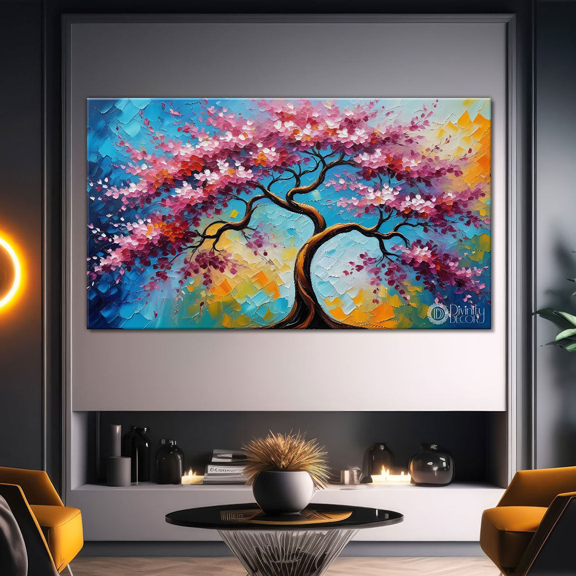 Spring tree in textured modern art Canvas Painting - Design - Tree-89