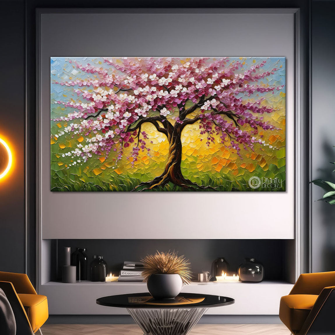 Spring tree in textured modern art Canvas Painting - Design - Tree-91