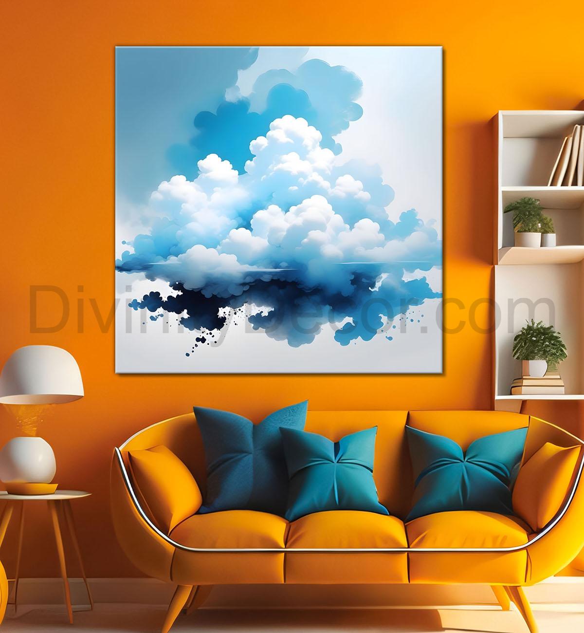 Clouds textured water colour painting 24X24- Nature Art -S-91