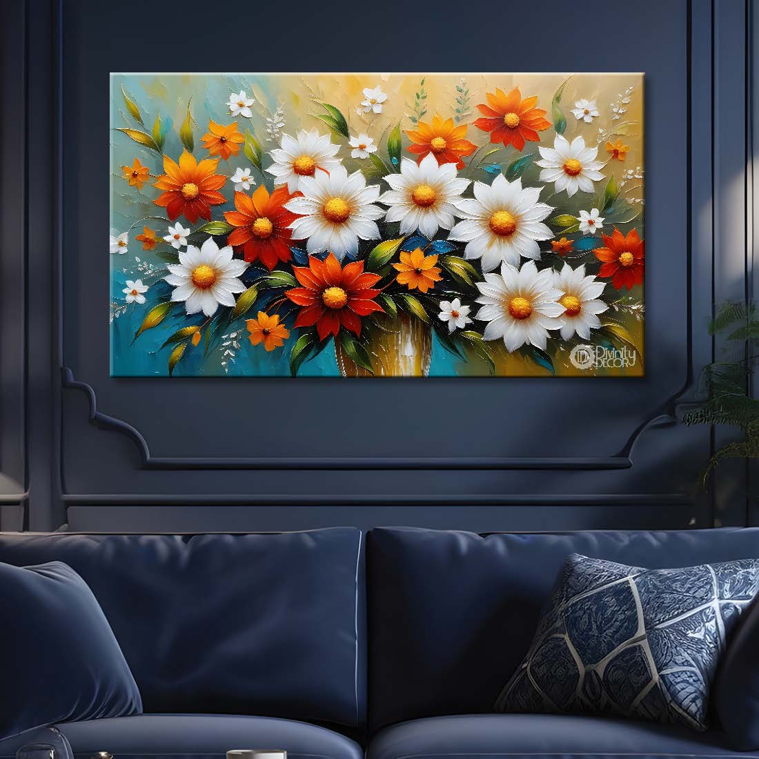 Colorful flowers with light textured background painting- Design - Flower-91