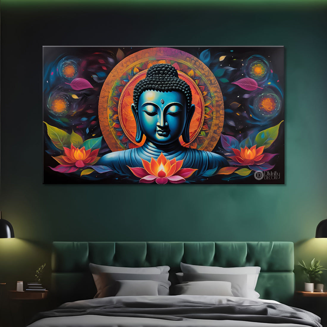 Buddha in colorful background textured painting Canvas Wall Painting - Buddha-91