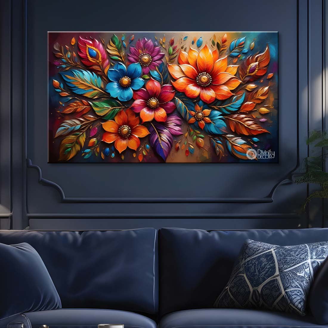 Colorful flowers with bright textured background painting- Design - Flower-94