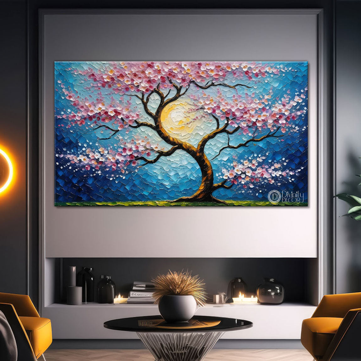 Spring tree in textured modern art Canvas Painting - Design - Tree-94