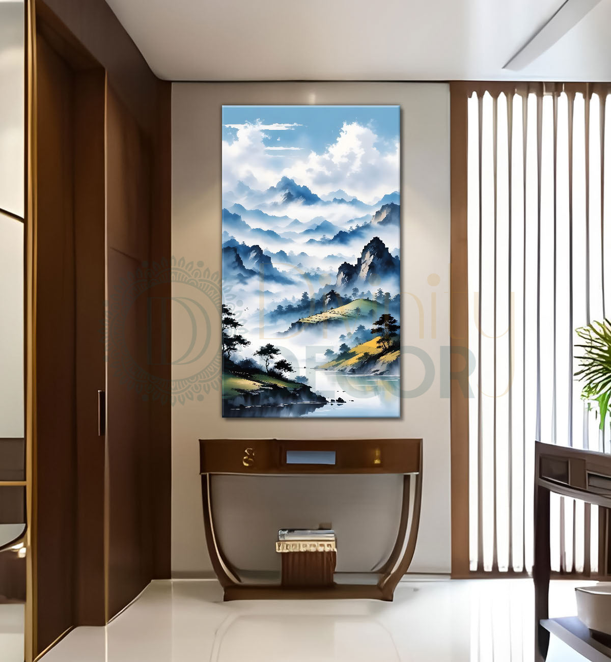 Mountains in clouds textured natural art Canvas Painting - Nature Art -V-94