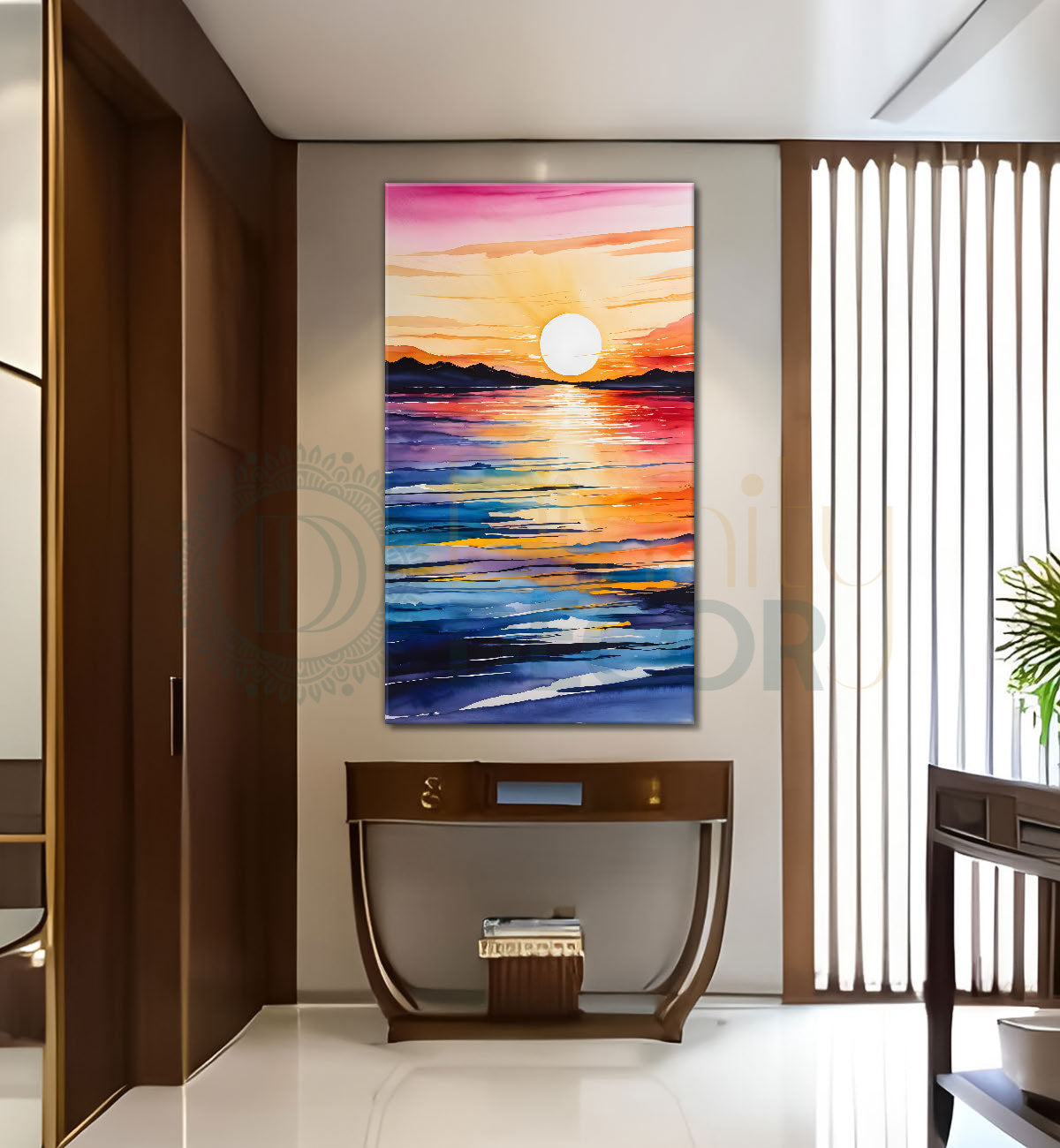 Sea with sunset in textured natural art Canvas Painting - Nature Art -V-95