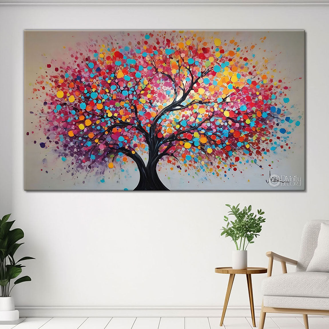 Colorful tree in textured painting Canvas Painting - Nature Art -95