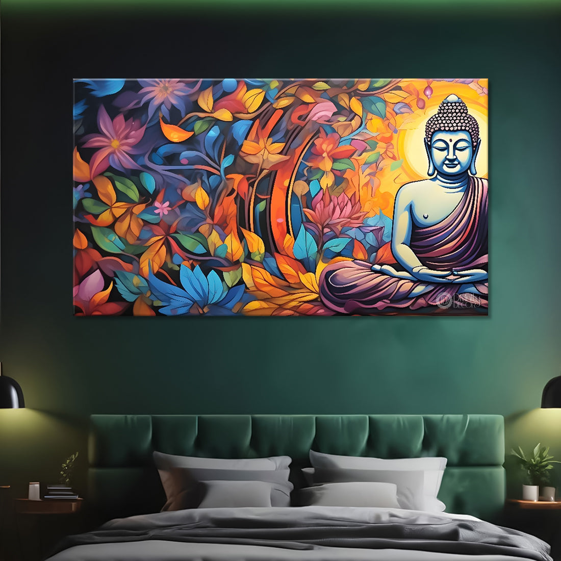 Buddha in colorful background textured painting Canvas Wall Painting - Buddha-96