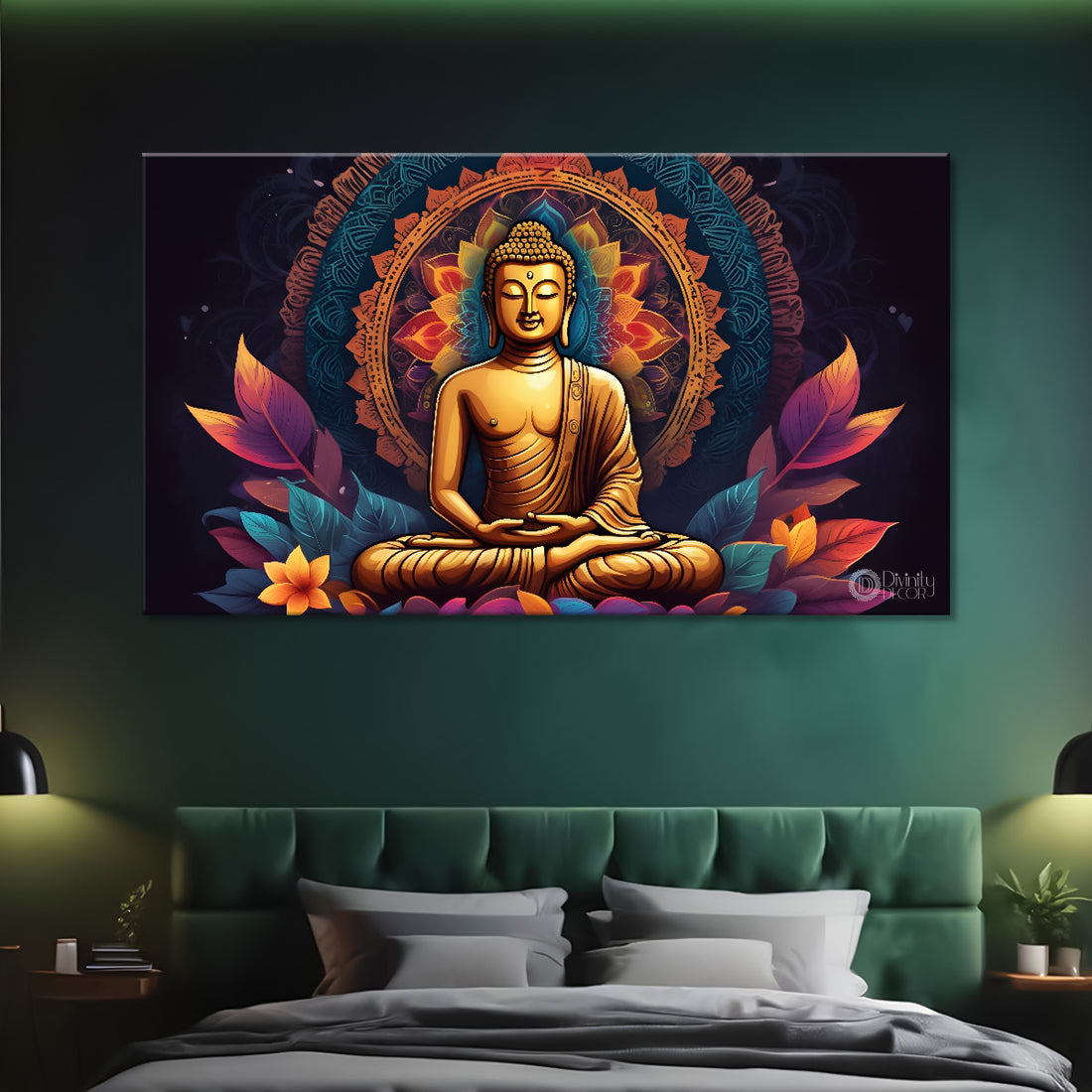 Buddha in colorful background textured painting Canvas Wall Painting - Buddha-97