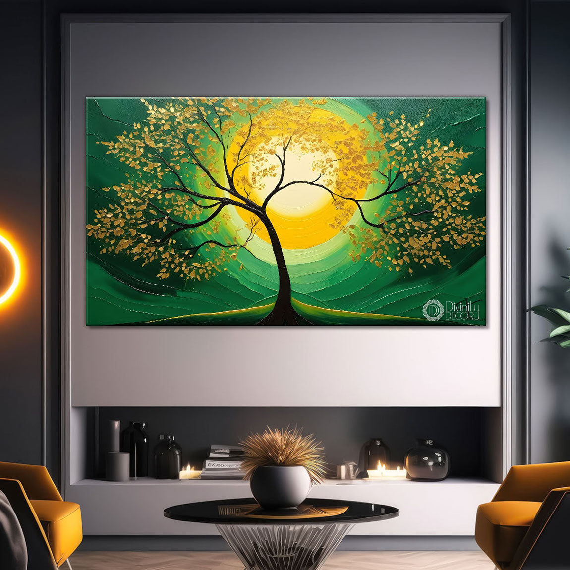 Spring tree in textured modern art Canvas Painting - Design - Tree-97