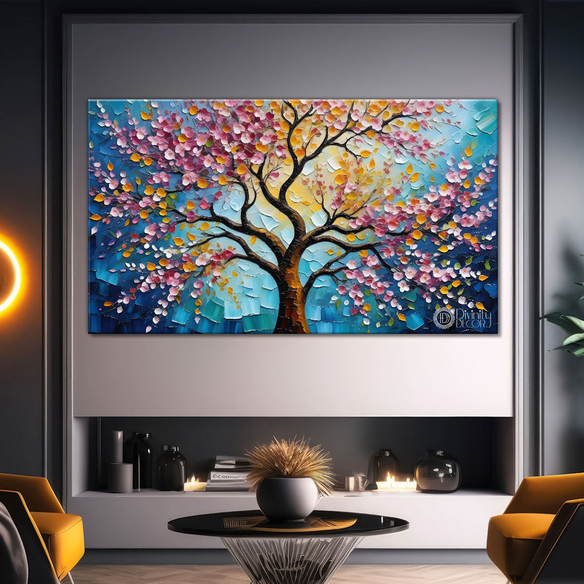Spring tree in textured modern art Canvas Painting - Design - Tree-98